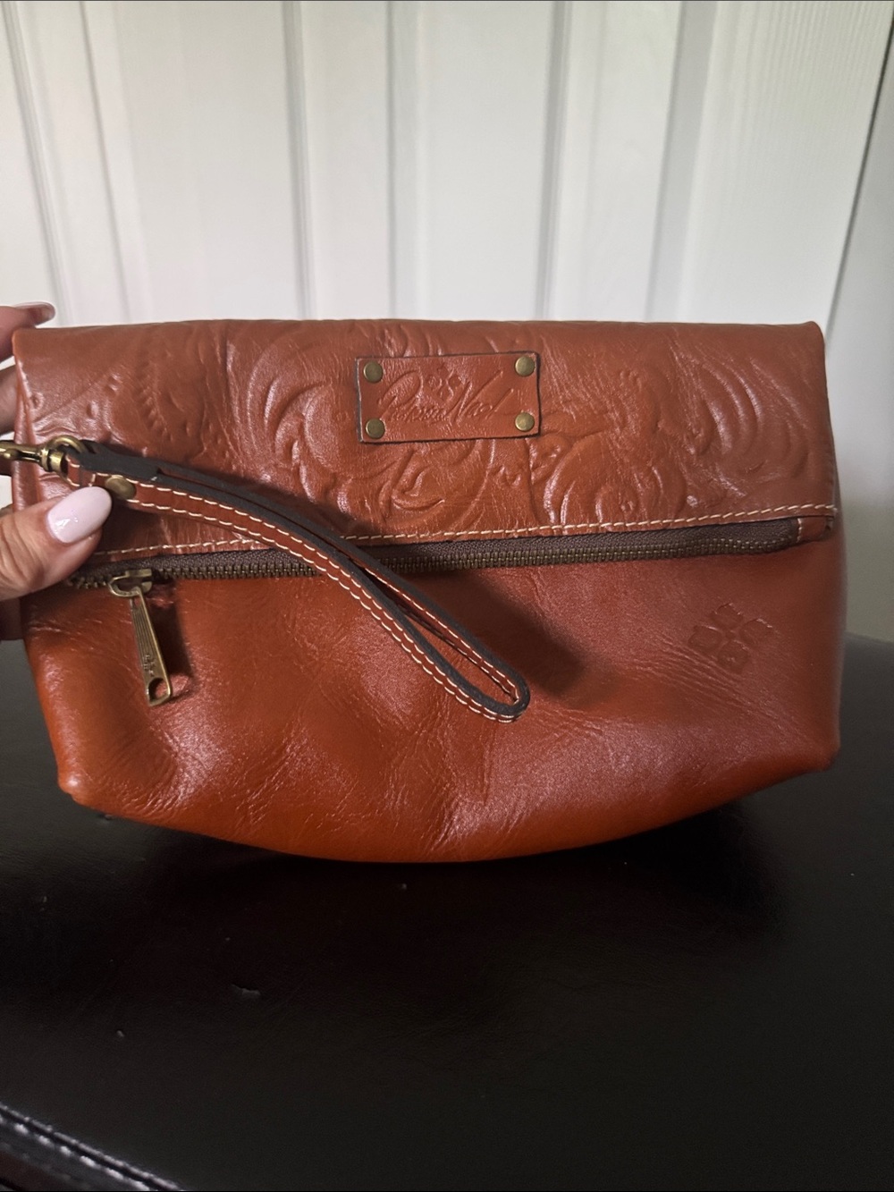 Patricia Nash Valerie Fold Over Italian  Leather Wristlet Clutch